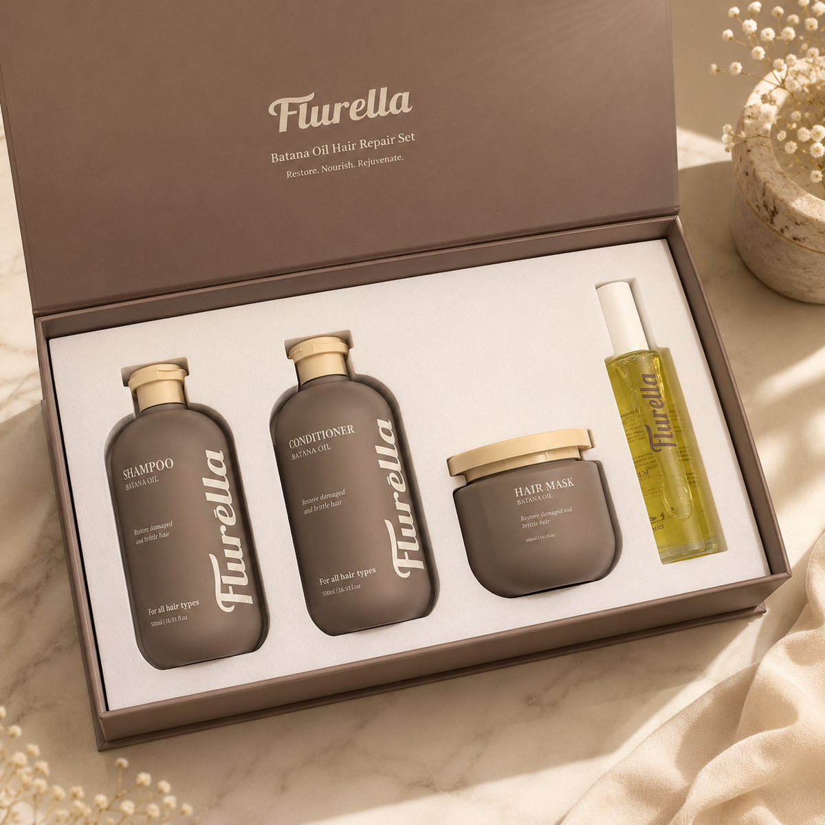 Flurella Batana Oil Hair Repair Set – 4 Pieces