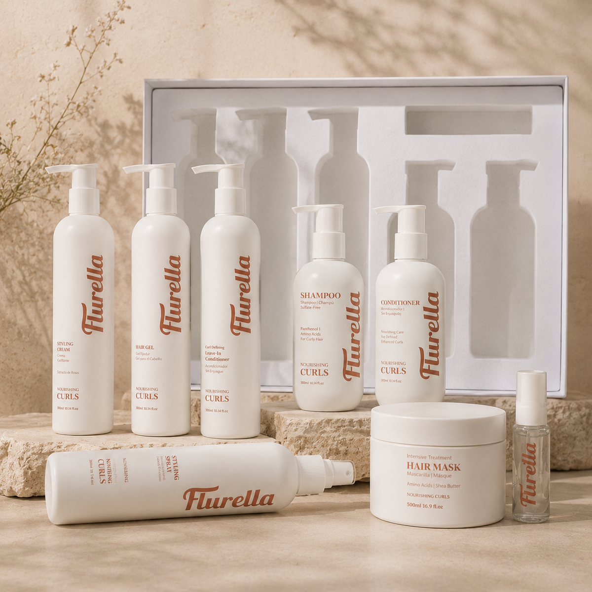 Flurella Nourishing Curls Complete Hair Care Set – 8 Piece